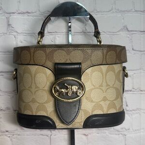 Coach Georgie Gem Crossbody Handle Bag in Blocked Signature Canvas